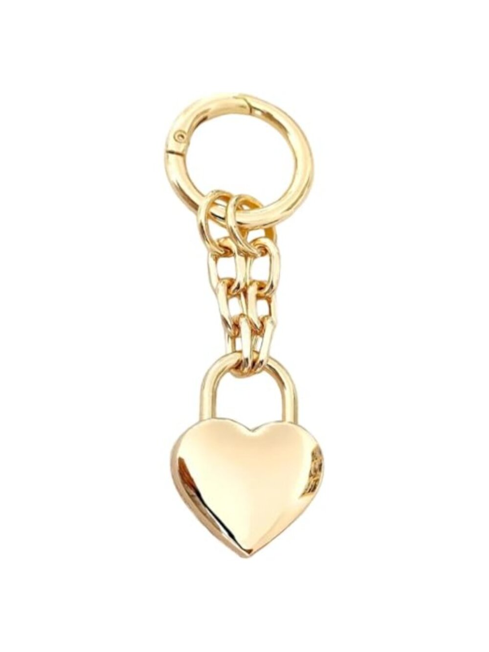 Gold Heart Padlock Keychain Charm for Handbag Purse Bag Charm